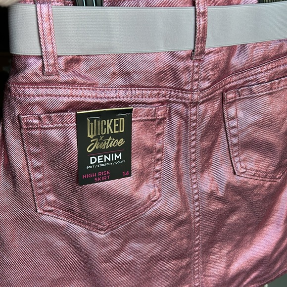 🎀Wicked x Justice Girl's Pink Shimmering Denim Skirt Skort 12yrs-14 yrs 16yrs✨ - Picture 8 of 8